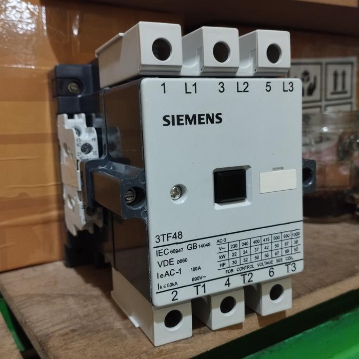 Kontaktor Siemens 3Tf48 22-0Xf0 100A 110V 37Kw 3Tf4822
