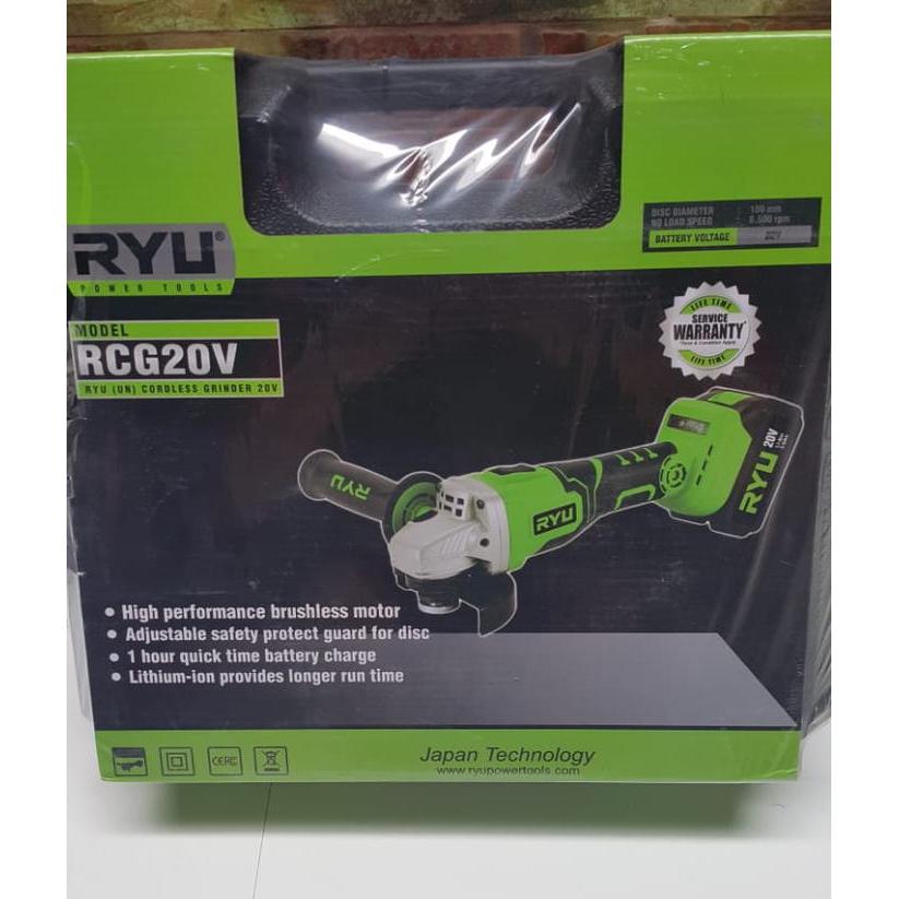 Mesin Disc Grinda Cordless RYU RCG 20 V Grinder 20V Gerinda RCG20V