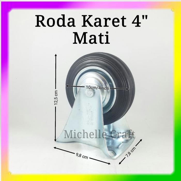 roda troli 4" Mati roda karet roda etalase