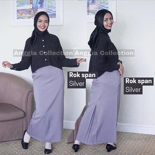 Rok Span/Rok Kerja Wanita/Rok Formal Warna Moca Khaki Putih Silver Ungu Tua Cream Merah Kancing