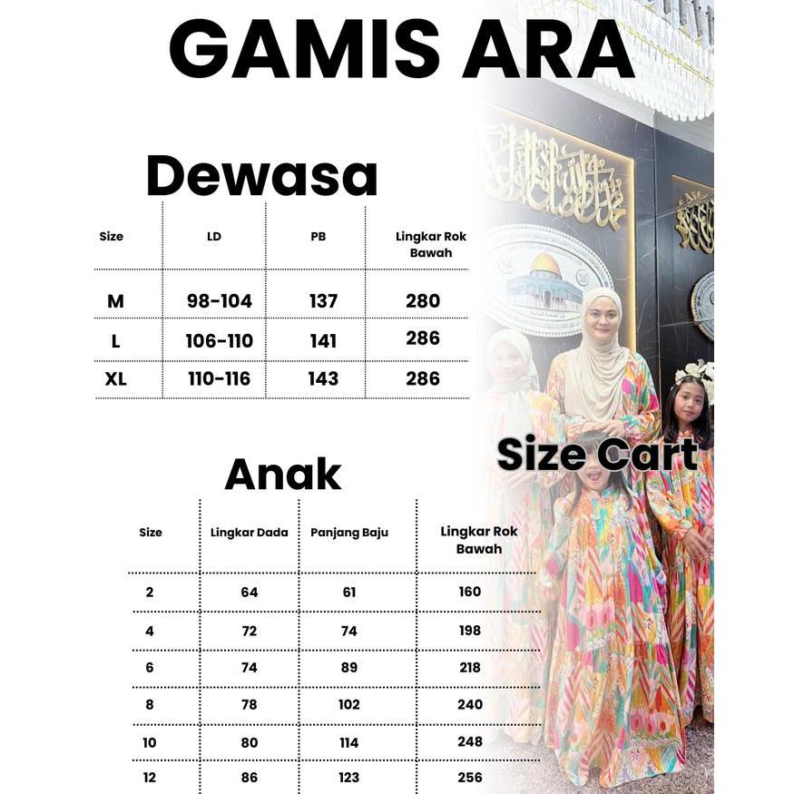 (SPESIAL RAMADHAN) GAMIS ARA GAMIS COUPLE MOM AND KIDS COUPLE MAMA DAN ANAK PEREMPUAN GEGE COUPLE