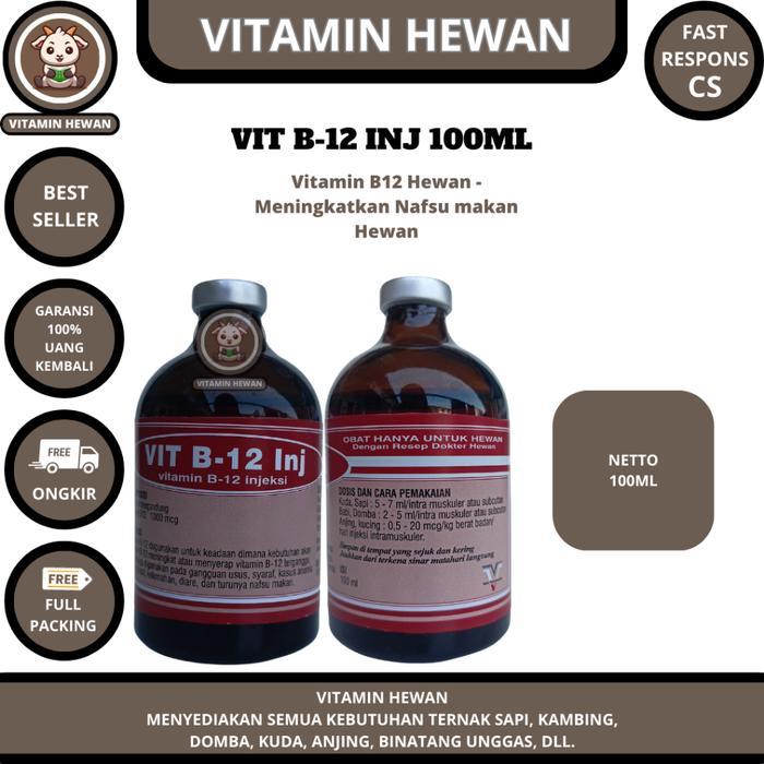 VIT B12 INJ 100ML - Vitamin B12 Hewan - Meningkatkan Nafsu makan Hewan