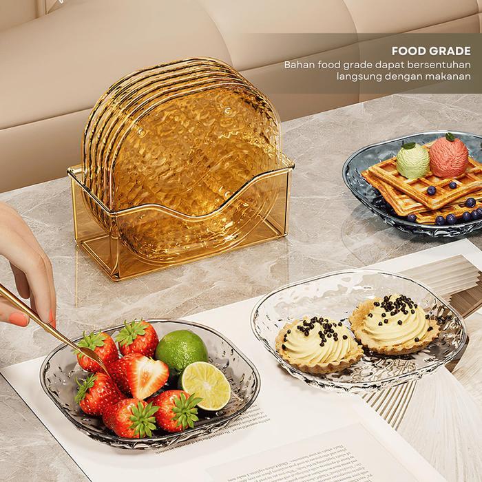 [8in1] Funnycook Wadah Lauk Akrilik Dengan Wadah Aesthetic Untuk Menyimpan Dessert Buah Lauk Pauk