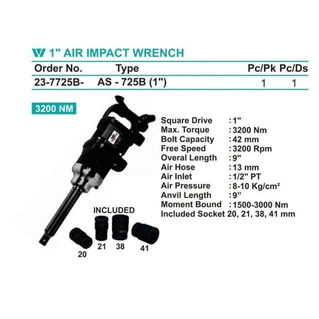 WIPRO 1 inch AIR IMPACT WRENCH AS-725B - Alat buka baut