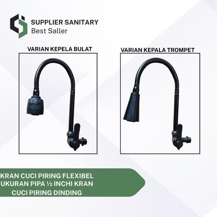 Onda Waterpro Sanitary - Kran Angsa Flexibel/Kran Cuci Piring/Kran Dapur/Kran Wastafel Hitam