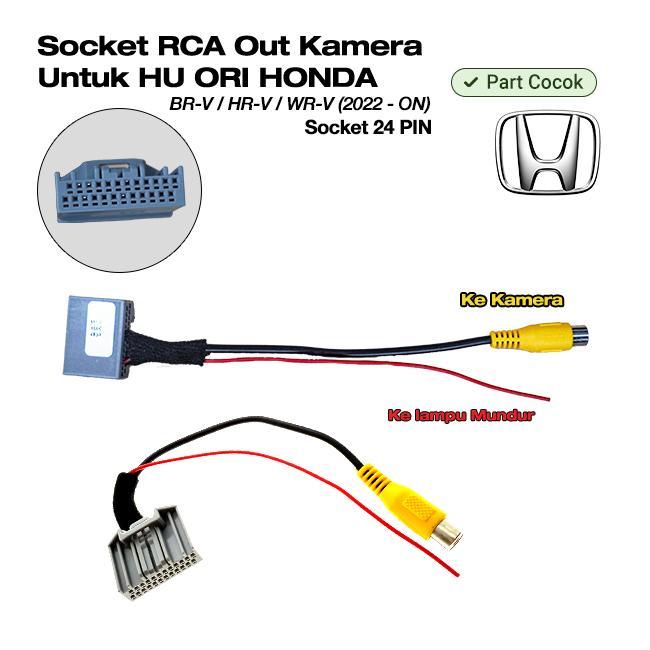 Kabel Soket Socket 24 Pin Pnp Kamera Mundur Rca Out Headunit Ori Honda Brv/Br-V/Hrv/Hr-V/Wrv/Wr-V