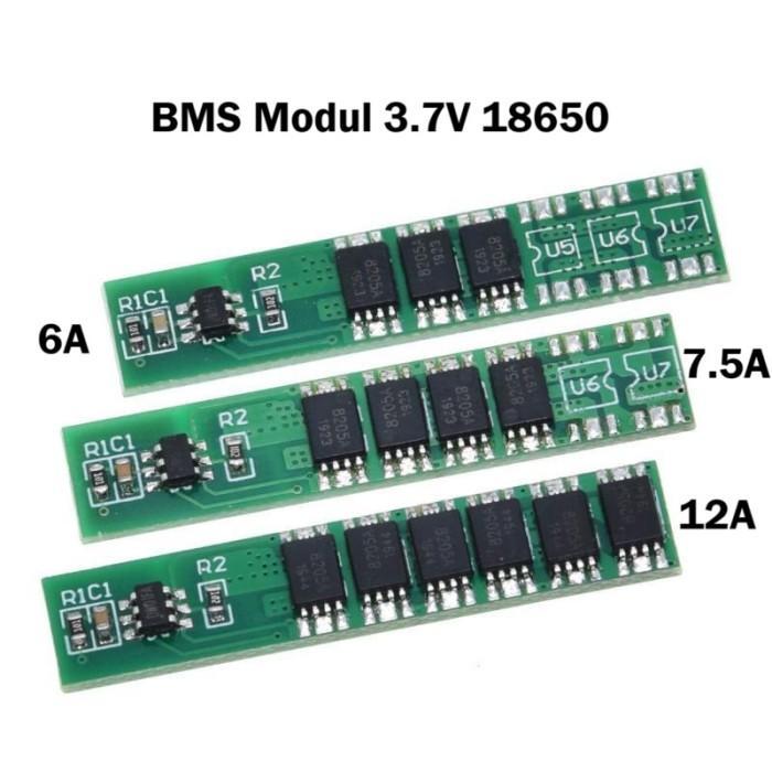 Modul BMS 1S 6A 7.5A 12A 3.7V 3.7Volt 4.2V Charger Protection Baterai Lion 18650
