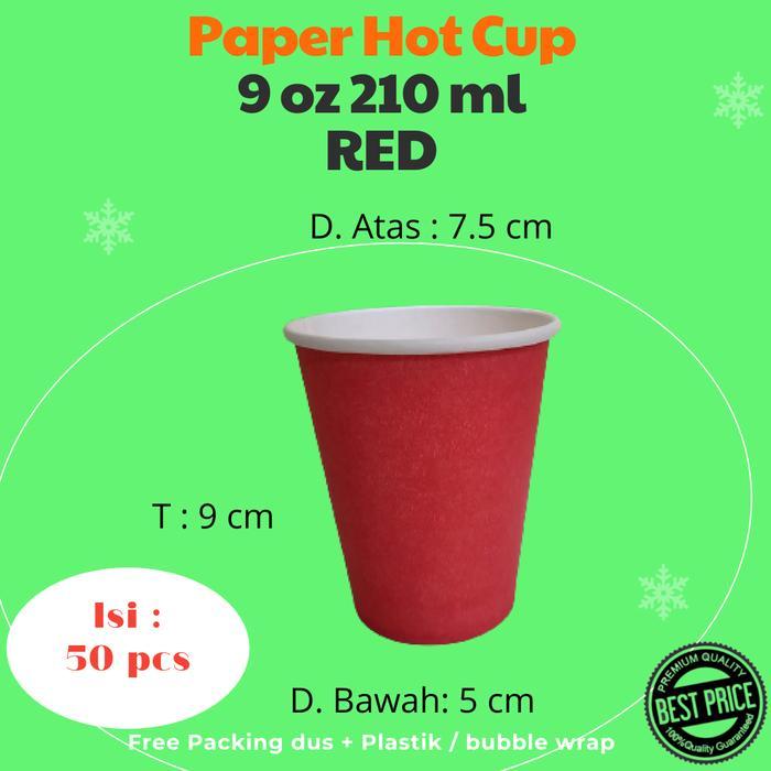 Paper Hot Cup 9 Oz 210 Ml Motif Red Isi 50 Pcs