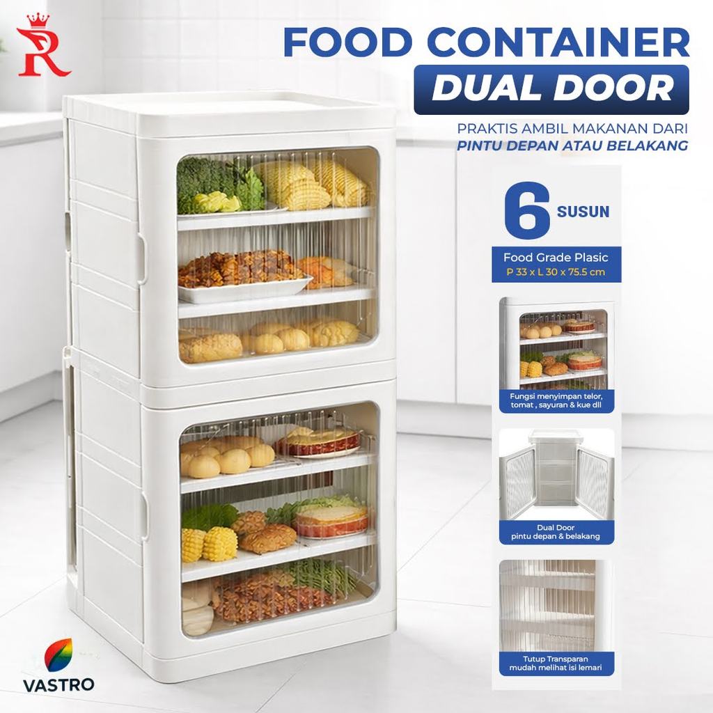Lemari Makanan Susun Food Container Dua Pintu Rak Penyimpanan Snack Buah Roti Susun 6
