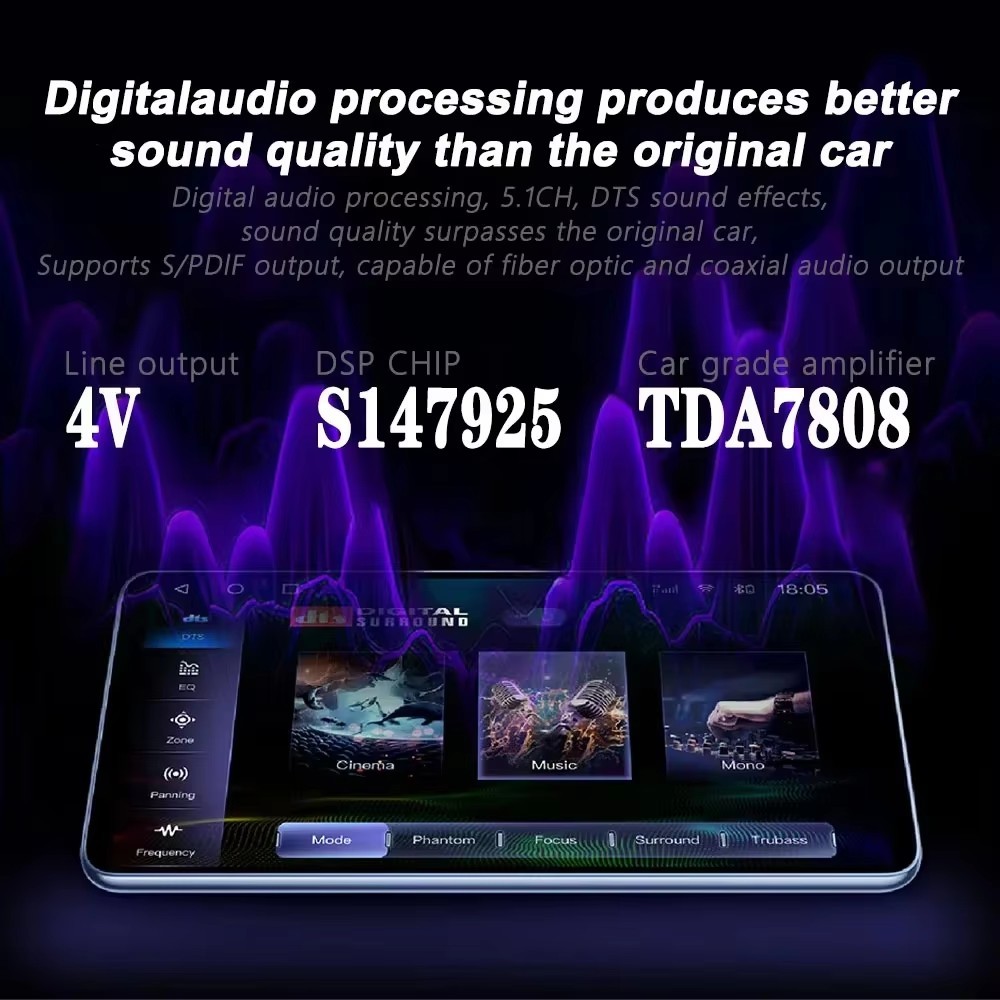 TS18 TS20 TS10 7870 Universal 13Inch QLED 2K Screen Android 13 Car Radio Multimedia Video Player