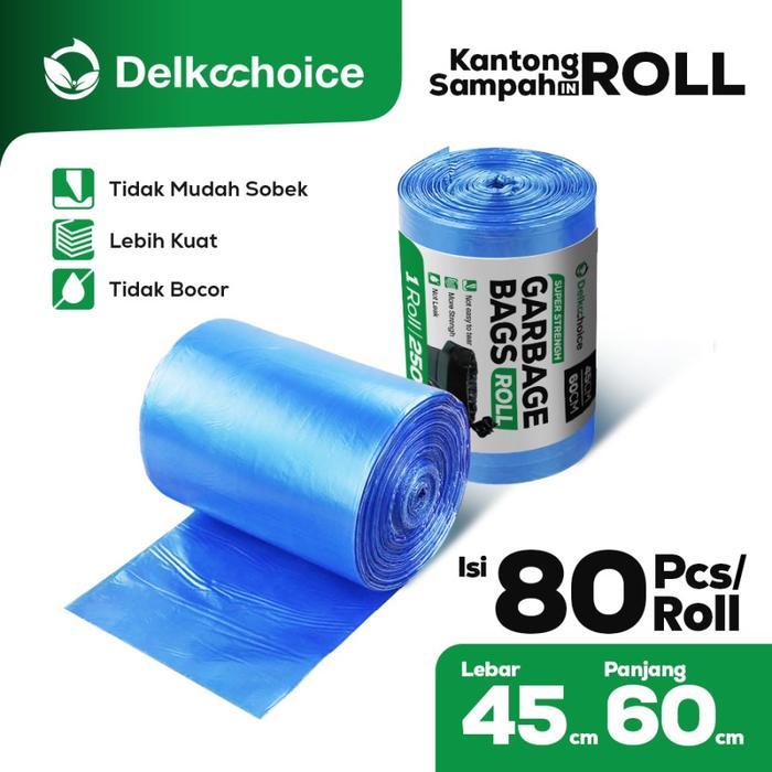 KANTONG PLASTIK SAMPAH ROLL - TRASH BAG BIRU 45x60 DELKOCHOICE