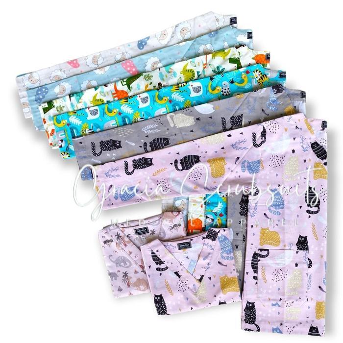 Terbaik Best Quality 100% Original Baju Jaga Jamal Oka Ok Scrub Scrub Suit Apd Dokter Motif Panjang