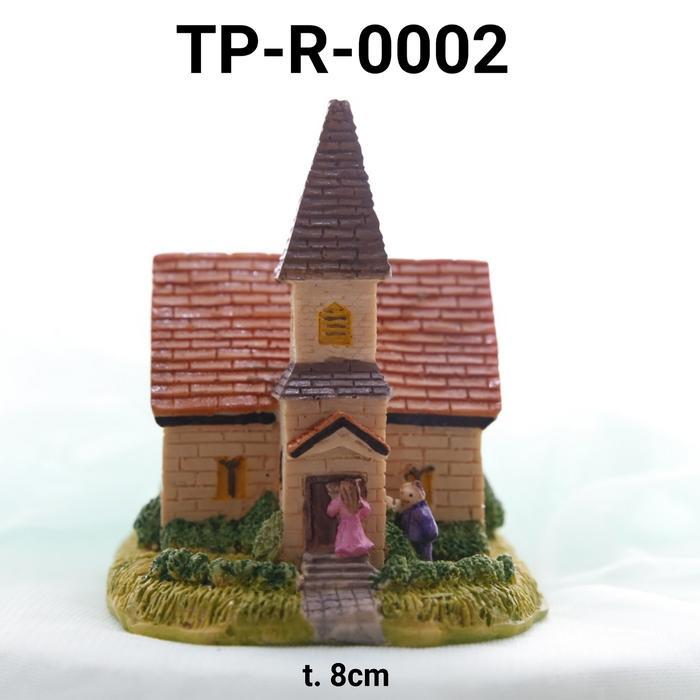 TP-R-0002 Cake topper patung pajangan resin rumah kastil istana