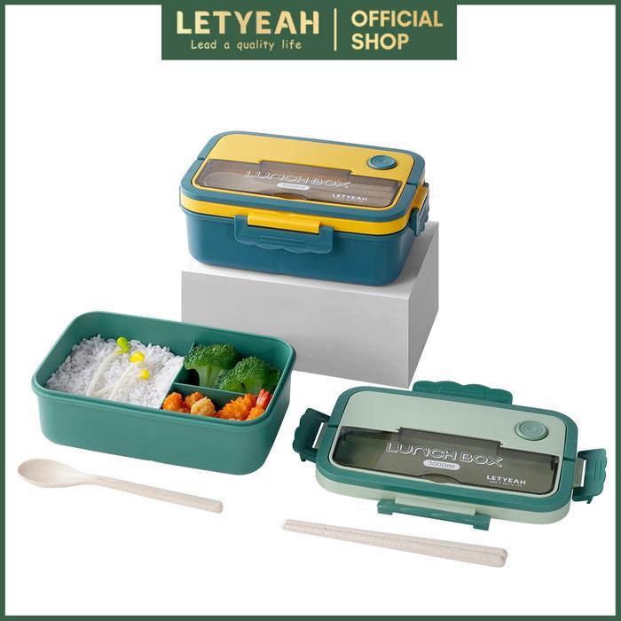 LetYeah Kotak Makan 1000ml Lunch Box 3 Grids Tempat Bekal Anti Tumpah