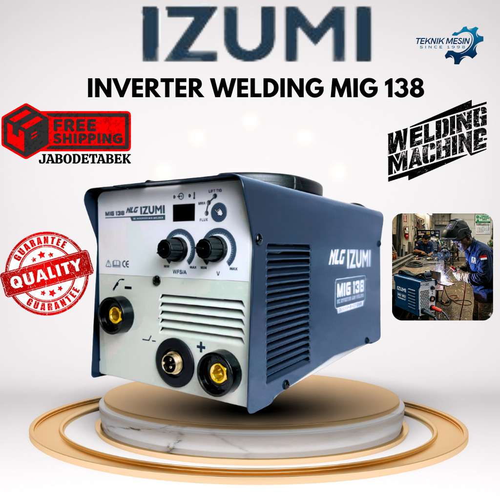 INVERTER WELDING IZUMI MIG 138 1PHASE 220V/ INVERTER WELDING 1PHASE/ MESIN LAS TANPA GAS 450 WATT/ M