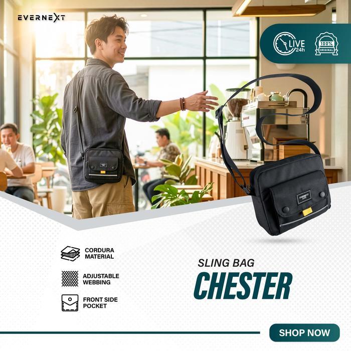EVERNEXT Tas Selempang Pria Pria Tas Slempang Mini Cowok Tas Selempang Bahu Chester