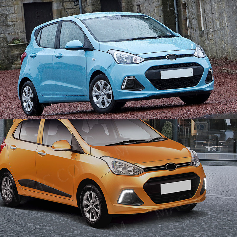 For Hyundai I10 GRAND 2014 2015 2016 DRL Daytime Running Lights Led Fog Lamp Bezel White Waterproof