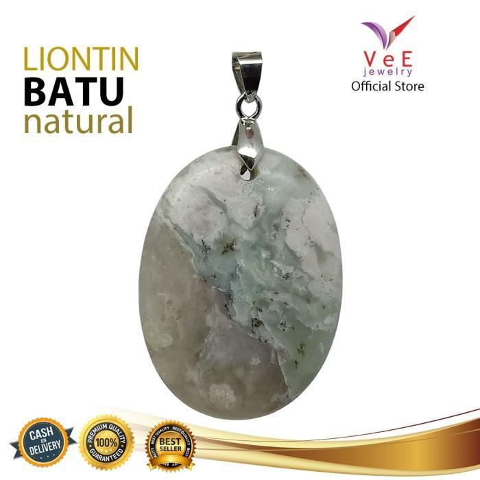 TERMURAH Liontin Batu Giok Asli Cina Abu Oval - VeE Liontin Terapi Kesehatan