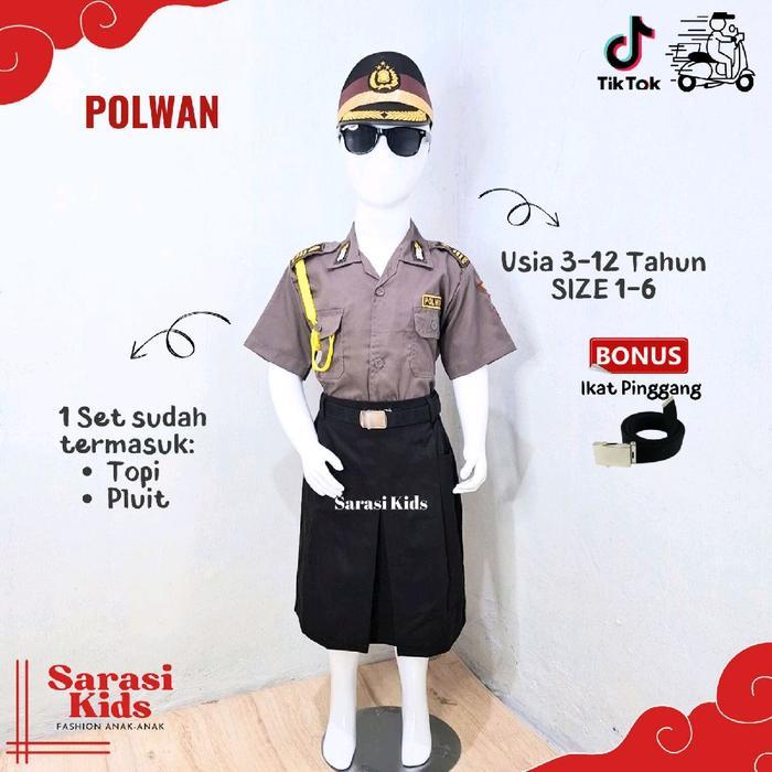 Baju polisi polwan anak kostum polwan seragam polwan anak setelan polwan anak baju karnaval anak