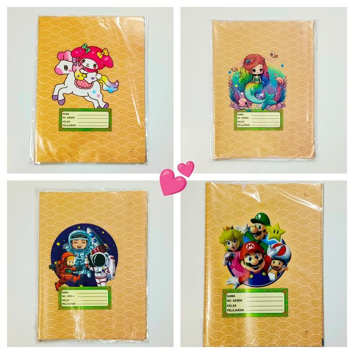 Sampul buku karakter, sampul buku COKLAT, sampul buku tulis (+-20 lembar)