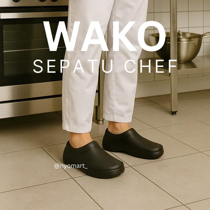 PROMO WAKO chef shoes ORIGINAL 100%~Anti-Slip dan Oil resistant~ Sepatu Kitchen Pria safety Design