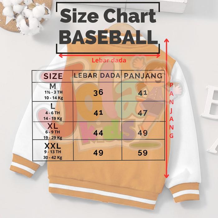 Varsity Jaket Baseball anak POLOS 2-12 Tahun