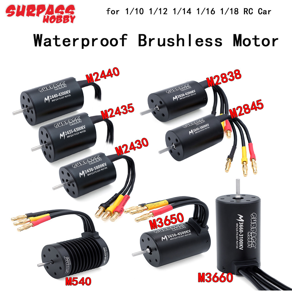 SURPASS HOBBY Waterproof Brushless Motor M2430/2435/2440/2838/2845/540/3650/3660 For Wltoys 1/10