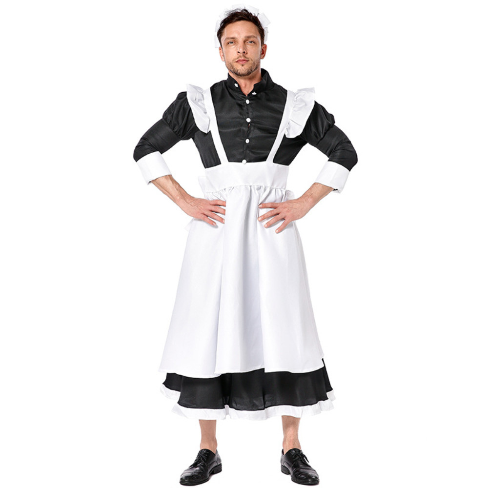 Vintage Maid Cafe Workwear Cosplay Costumes Party Waitress Outfit Plus Size Erotic Men Women Cute