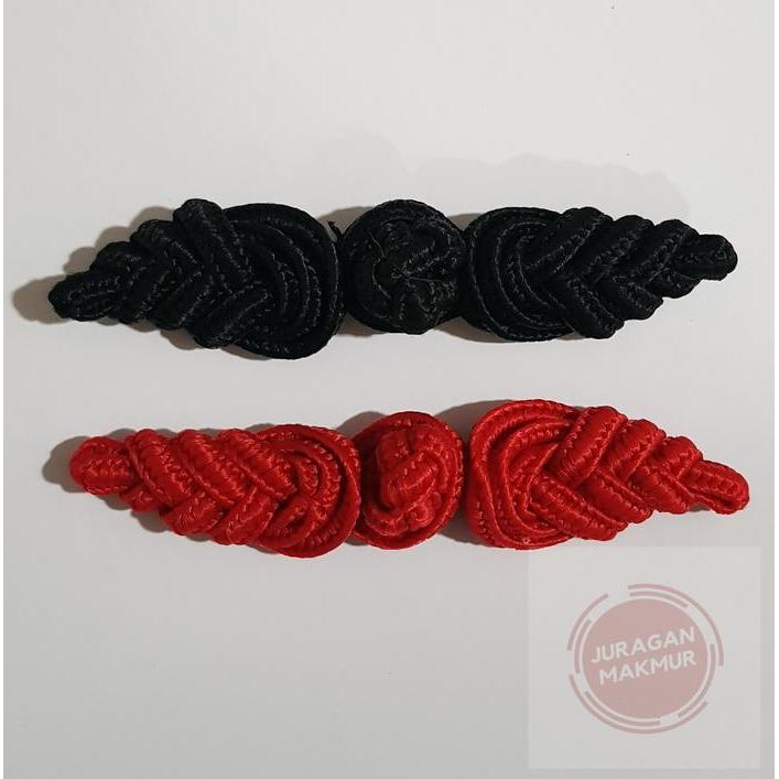 [12pcs] Kancing Cheongsam Polos Merah dan Hitam - Kancing Baju CNY - Kancing Baju Shanghai Grosir