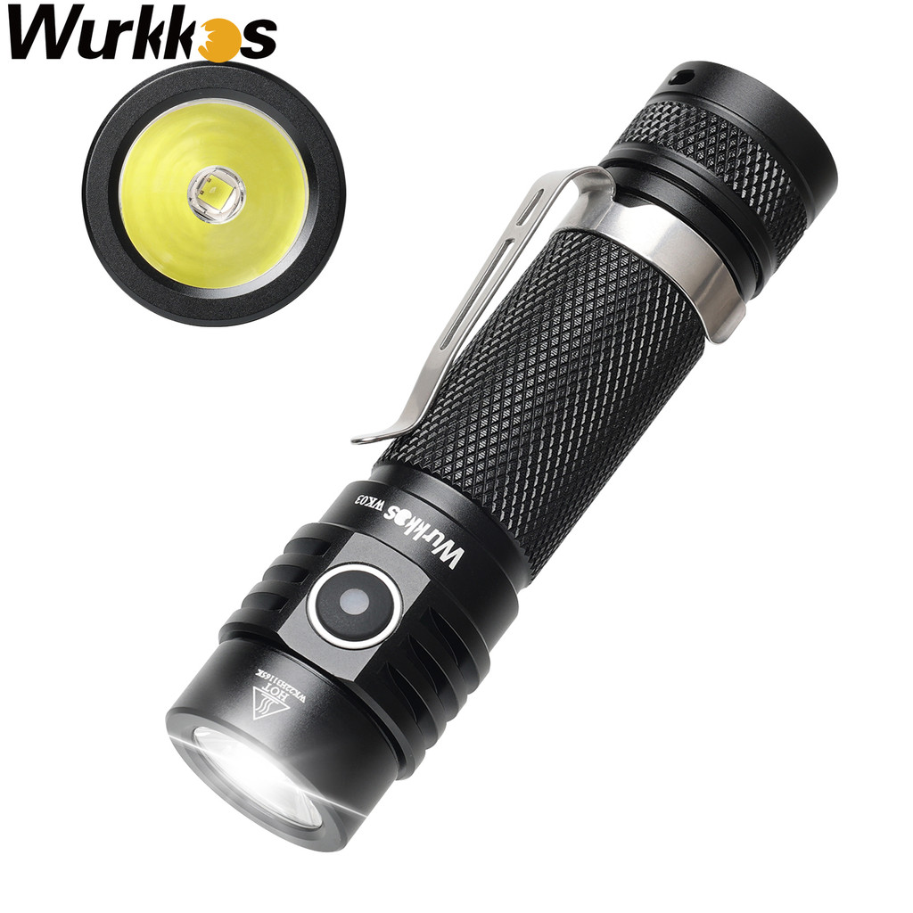 Wurkkos WK03 LED Flashlight 18650 Torch 1800LM ATR Luminus SST40 Rechargeable USB C Light IP68 Water