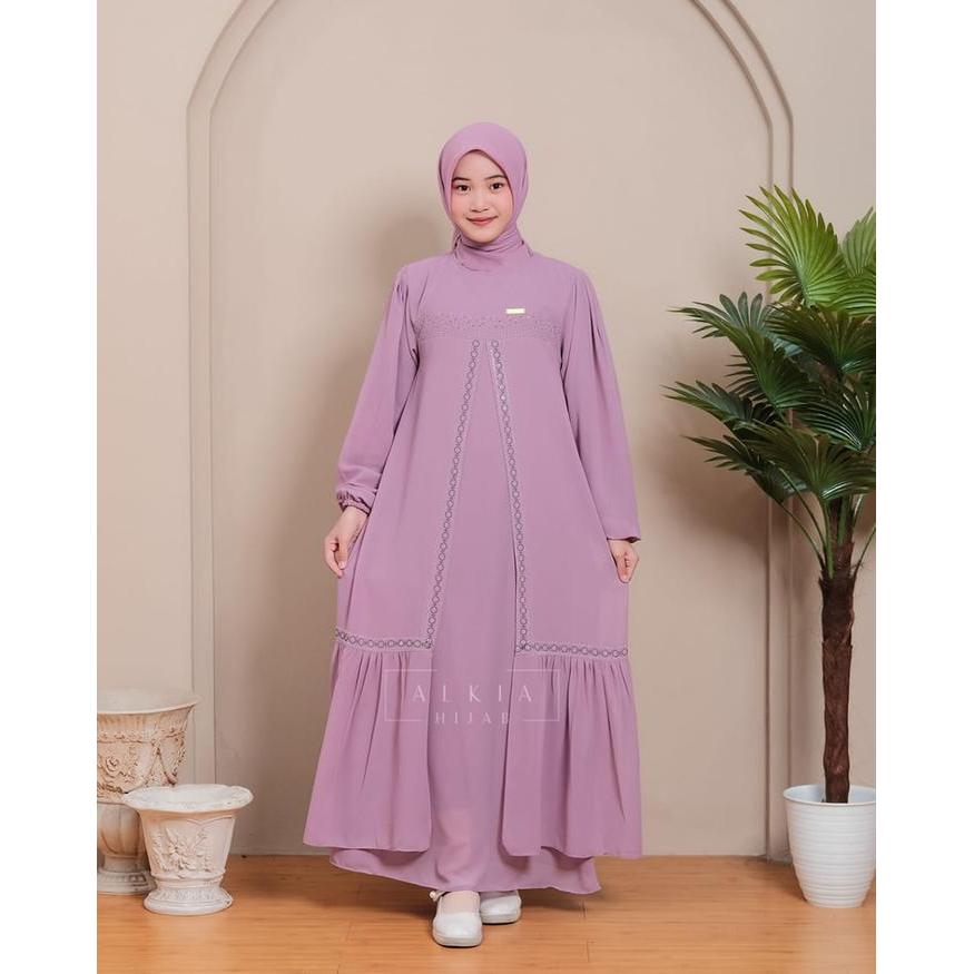 Gamis Perempuan 2026 Abaya Anak Remaja Tanggung Ceruty Babydol Mix Payet Simple Hitam Muslim Baju