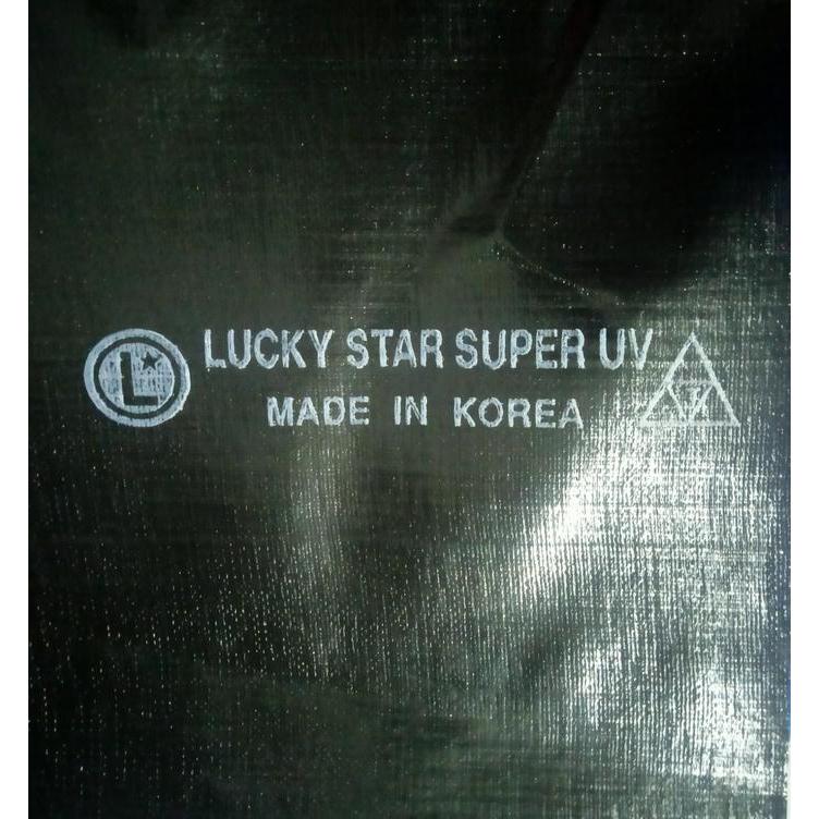 Lucky Star Terpal Plastik A12 UV 6.35x10.20 Hitam Tebal Multifungsi untuk Tenda Atap Warung Kolam