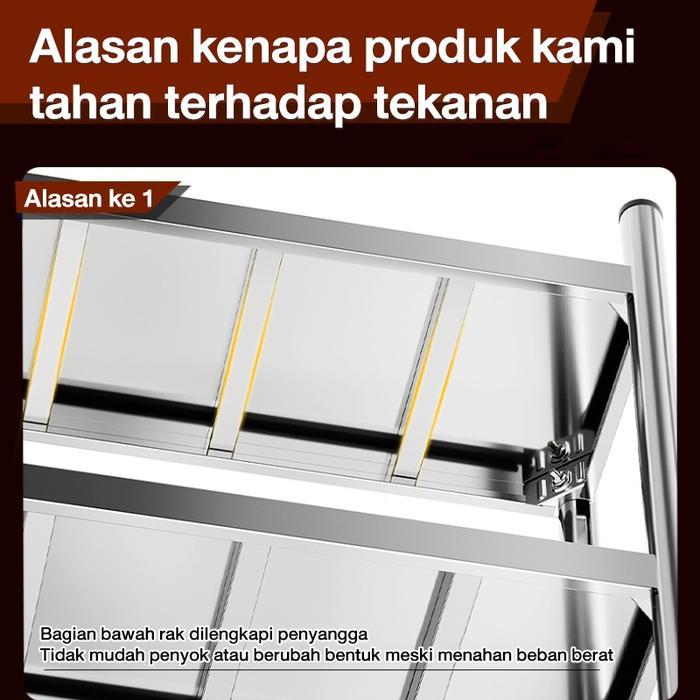 Rak Dinding Dapur Stainless Steel Rak Oven Microwave Rak Dinding Baja Tahan Karat 2 Susun