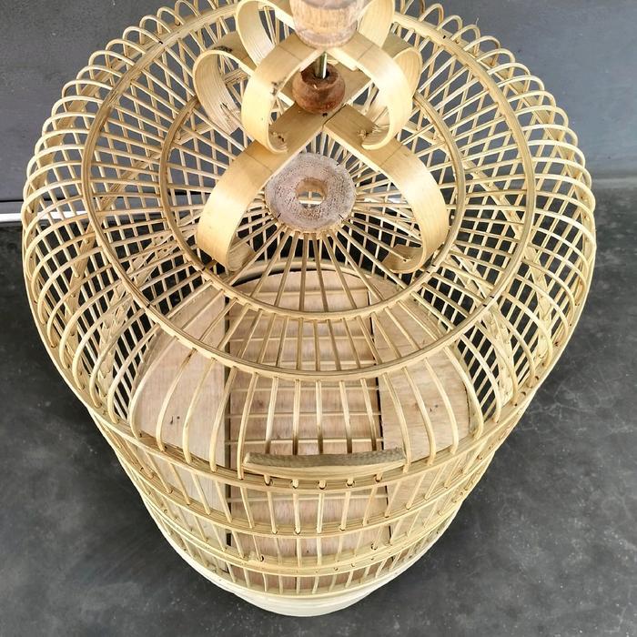 SANGKAR CUNGKOK KENARI BULAT BIASA (DM 30CM) MODEL TARIK