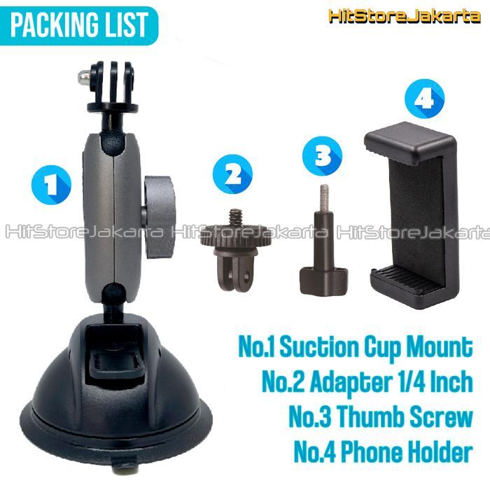 Siap Kirim Aluminum Suction Cup Mount For Gopro Insta360 Osmo Action Suction Cup