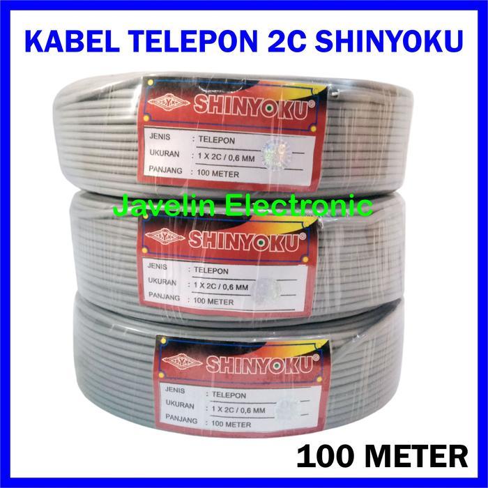 Kabel Telepon Shinyoku 2C 100 meter Kabel Telpon Isi 2 Cord 0.6 mm Kabel Tweeter Walet 100m