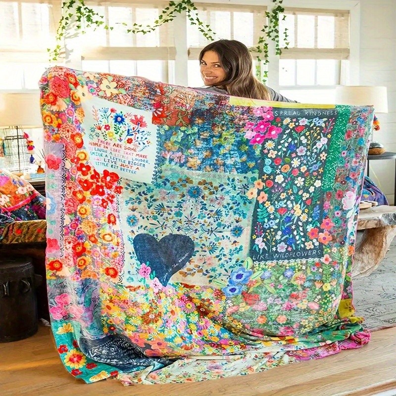 Heart Print Blanket Flannel Blanke Bed Sofa Travel Camping Super Soft Cozy Plush Blanket Love Print
