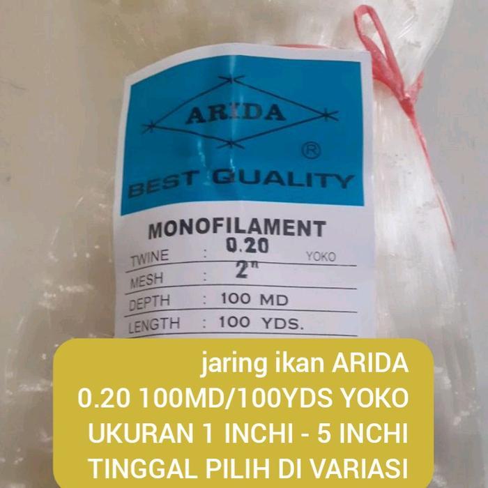 ASLI jaring ikan ARIDA 0.20 100MD/100YDS YOKO ukuran 1 inch - 5 inchi jaring arida jaring nelayan