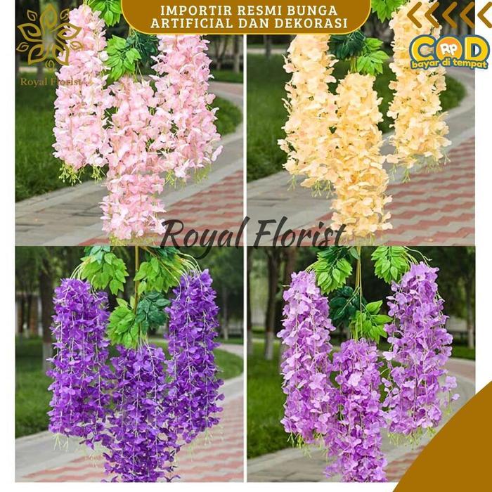 "New" Wisteria Jumbo Lusinan/Bunga Wisteria Juntai Dekorasi Wedding/Bunga Hiasan Dinding (37-42)