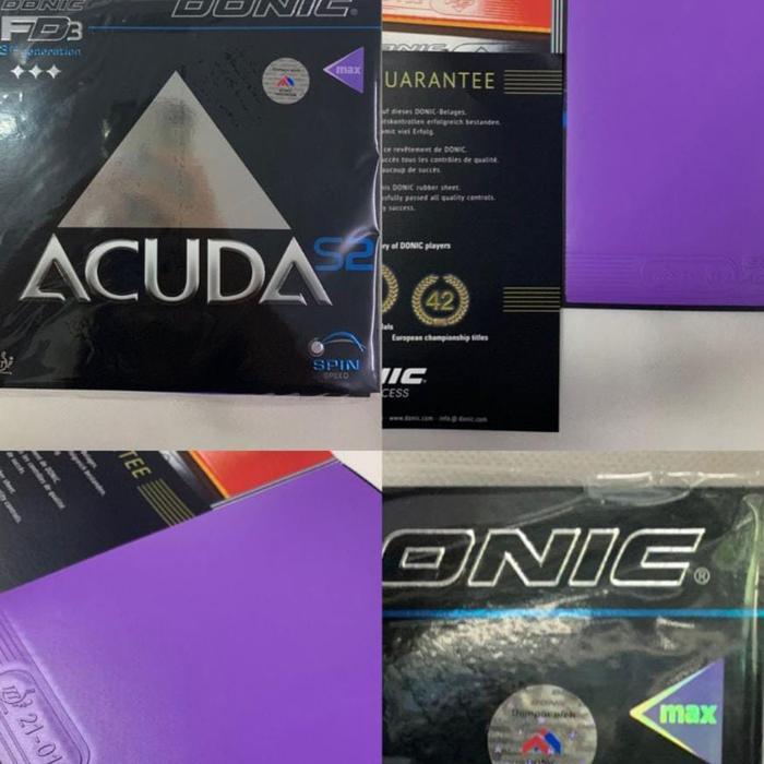 READY KARET TENIS MEJA DONIC ACUDA S2 NEW COLOR UNGU PURPLE ORIGINAL