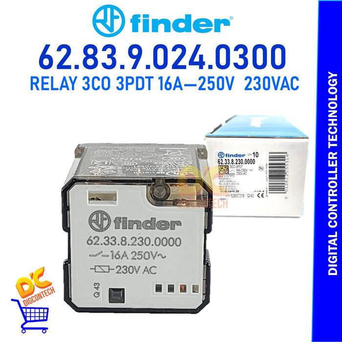 Relay Finder 62.33.8.230.0000 Finder 62.33 3C0-3Pdt 16A Coil 230Vac