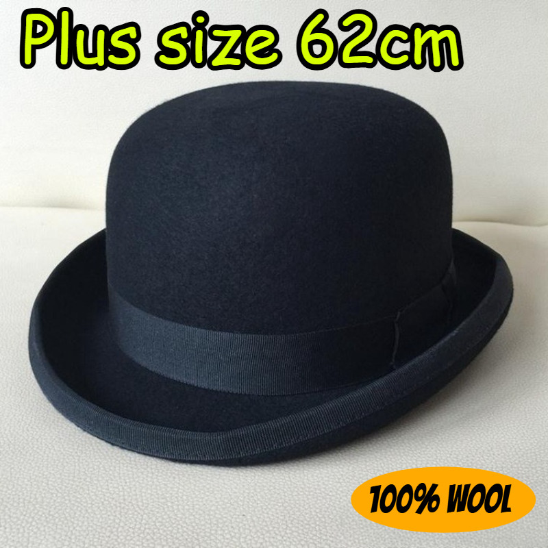 Big Size 100% Wool Felt Top Hat for Men Formal Fedora for Women Halloween Bowler Hat Gentleman's Hat