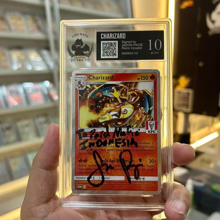 KFC Charizard Jason Paige AUTOGRAPH Pokemon Vocalist GRADED 10 Zard Mafia Grading tcg card kartu