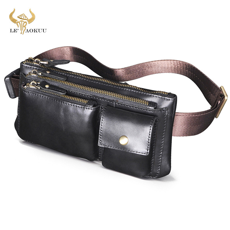 Hot Sale Oil Wax Leather Men's Cross-body Sling Bag Design Travel Cigarette Phone Case Pouch Fanny
