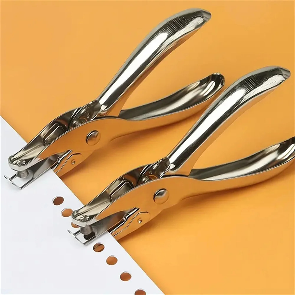 JUAL 1PC Hand Held Metal Stationery Round Hole Diameter 6mm Hole Punch Pliers Hole Punch Paper Hole 