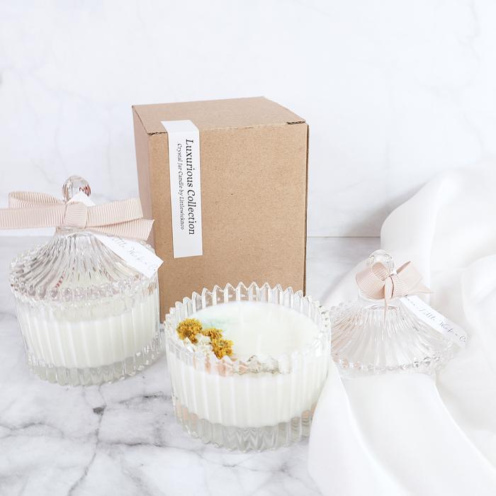 Crystal Jar Premium Scented Candle / Lilin Aromaterapi Souvenir Wedding / Hampers Kado Lilin / Lilin