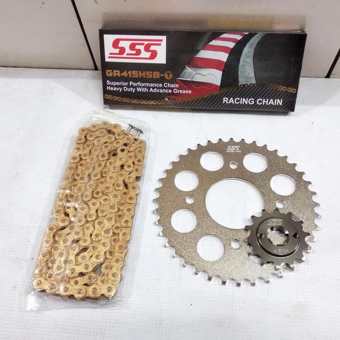 Gear Set Sss Suzuki Satria Fu Facelift Rantai Sss 415Hsbt Gold