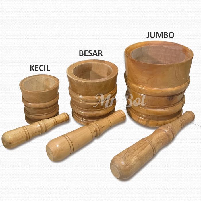 Set Lumpang Kayu Atau Lesung Kayu Serbaguna Tebal Ukuran Kecil Besar & Jumbo