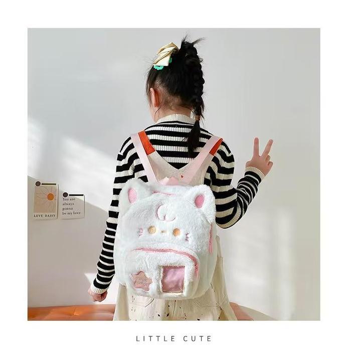 (Cod) Tas Kucing Tk Anak-Anak Tas Ransel Boneka Kerah Bulu Karakter Tas Boneka Bagpack