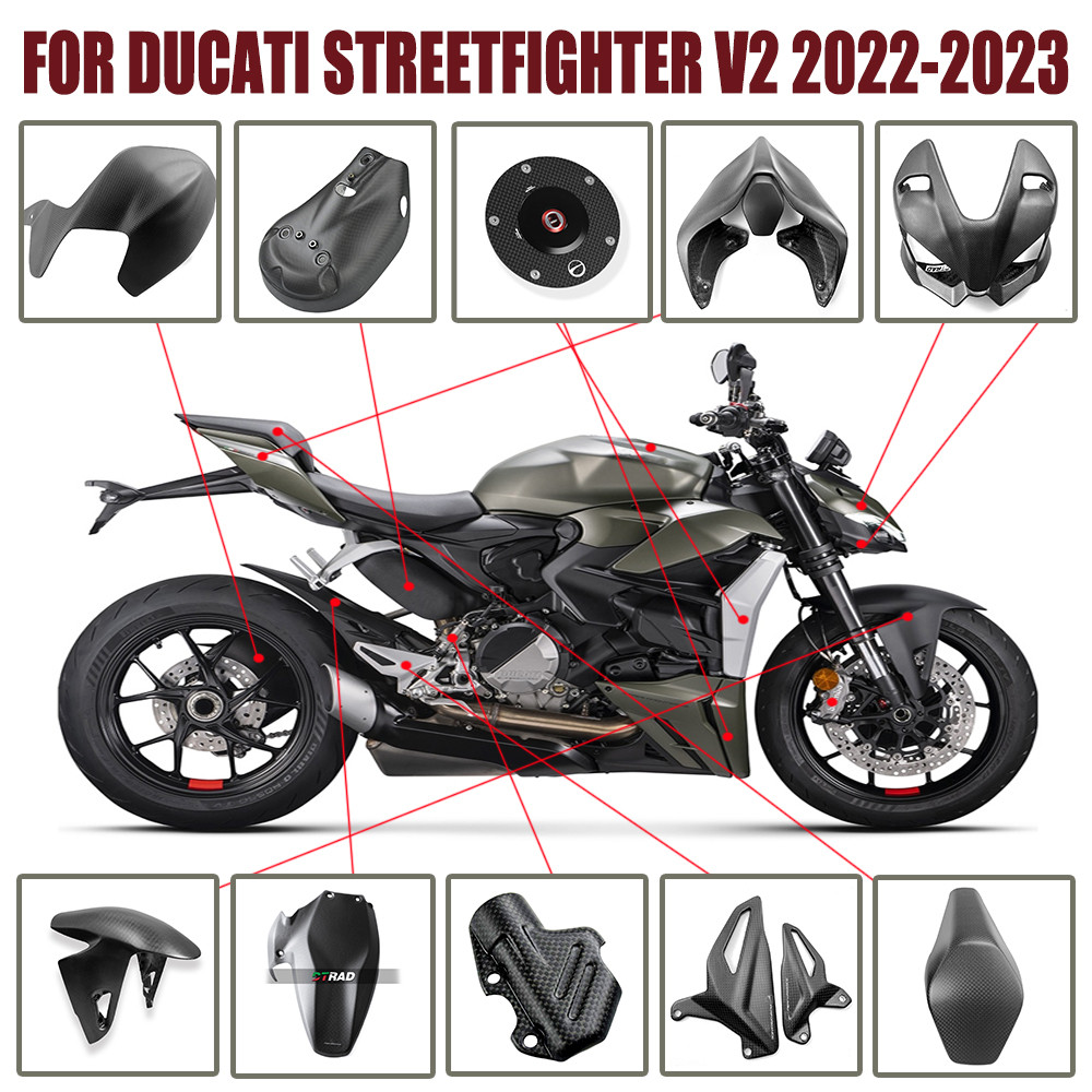 For Ducati Streetfighter V2 2022-2023 Carbon Fiber Body & Frame Cover Panels Full Fairing Kits